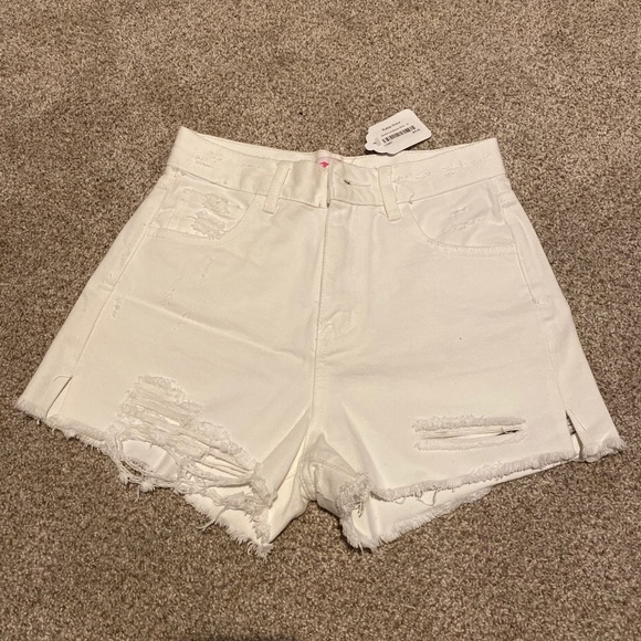 Buddy Love Pants - Buddy Love white distressed denim shorts